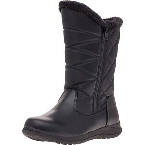 Khombu Carly Snowboots Black Double Zip Women's Size 8 WIDE Waterproof NEW